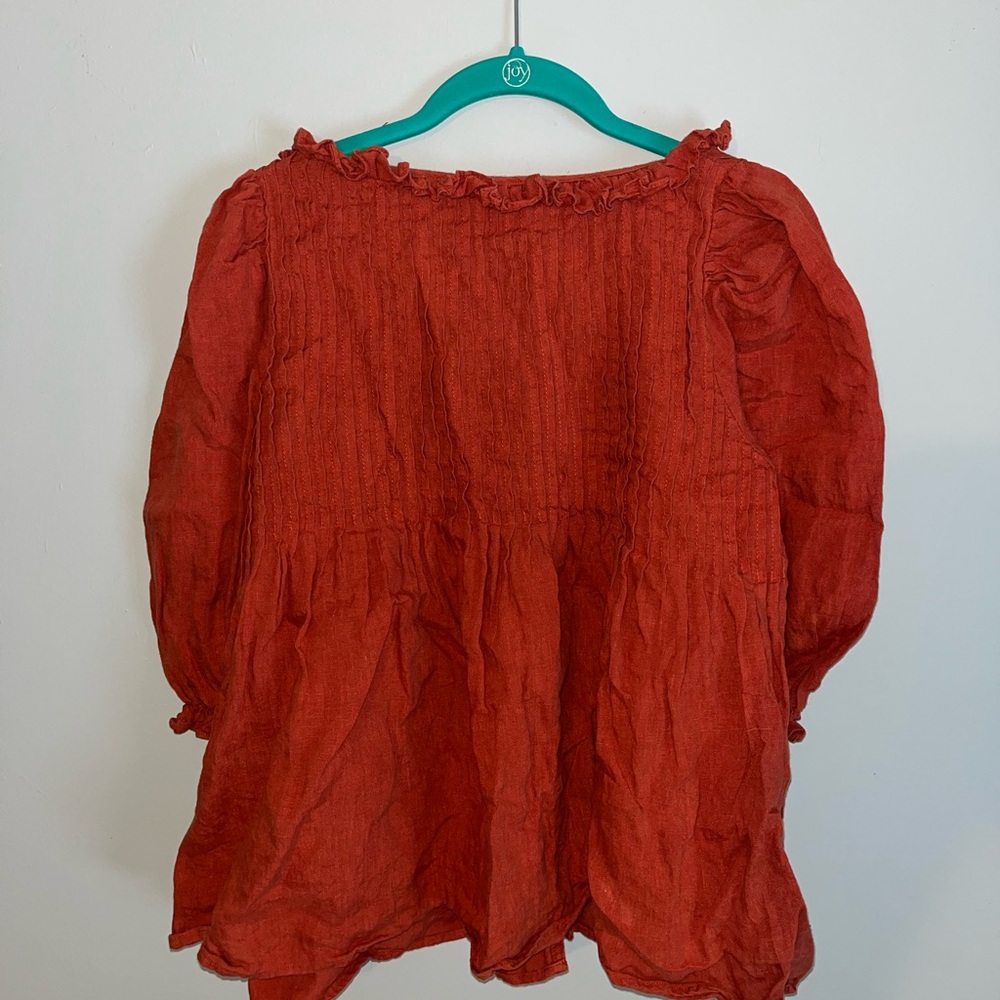 Chic Ruffled Blouse in Rust - Picture 5 of 5